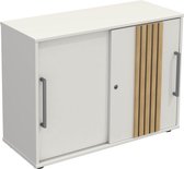 Luxe Sideboard Oxford Wit - Akoestische Lattenwand Eiken - 100cm