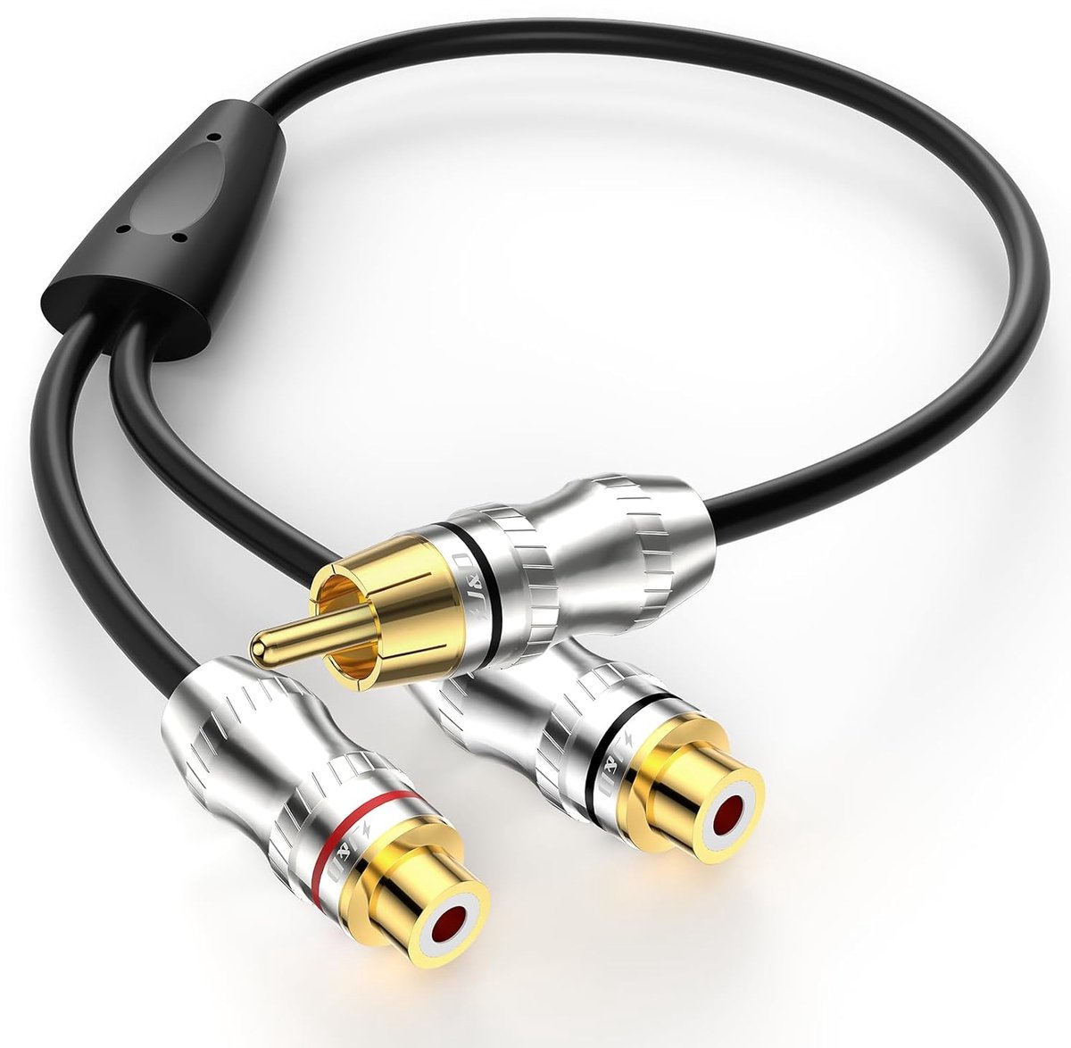 RCA Y-Splitter Kabel 1x Mannelijk naar 2x Vrouwelijk Audiokabel Kort - Verguld