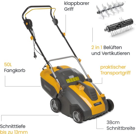 Elektrische Grasmaaier en Beluchter 1500W - 38cm Werkbreedte van Powerplus — afbeelding 3