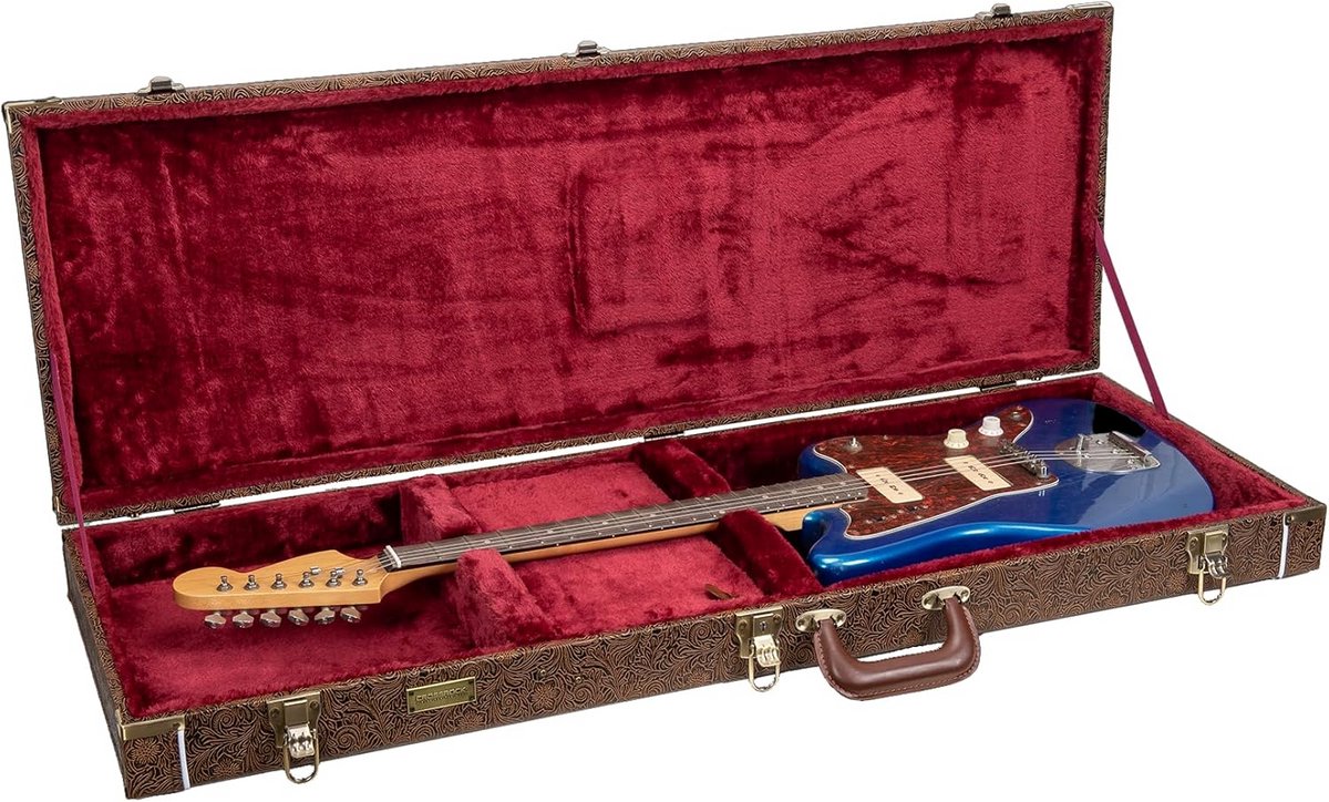 Houten koffer voor elektrische gitaar in Jazzmaster/Jaguar stijl
