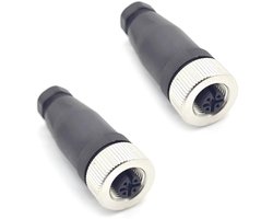 2 Stuks M12 5-polige Rechte Ronde Connector A-Code, IP67 Waterdicht, Ter Plaatse te Installeren
