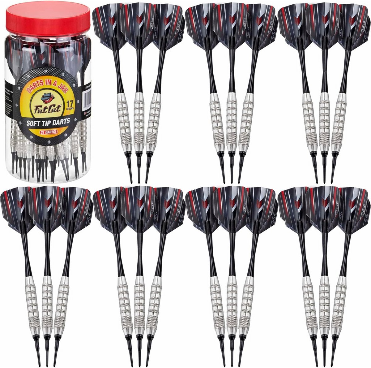Soft Tip Darts - Dartpijlen Set - Spel en Recreatie - Inclusief Opbergpot - 21 stuks - Meerdere Kleuren