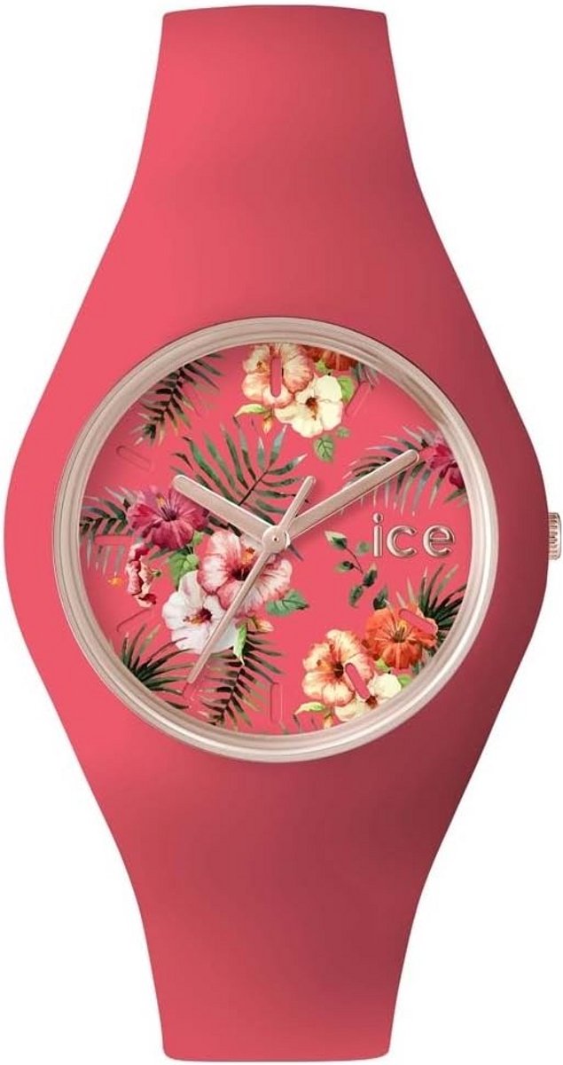 Roze Dameshorloge met Siliconen Band - Bloemig Design
