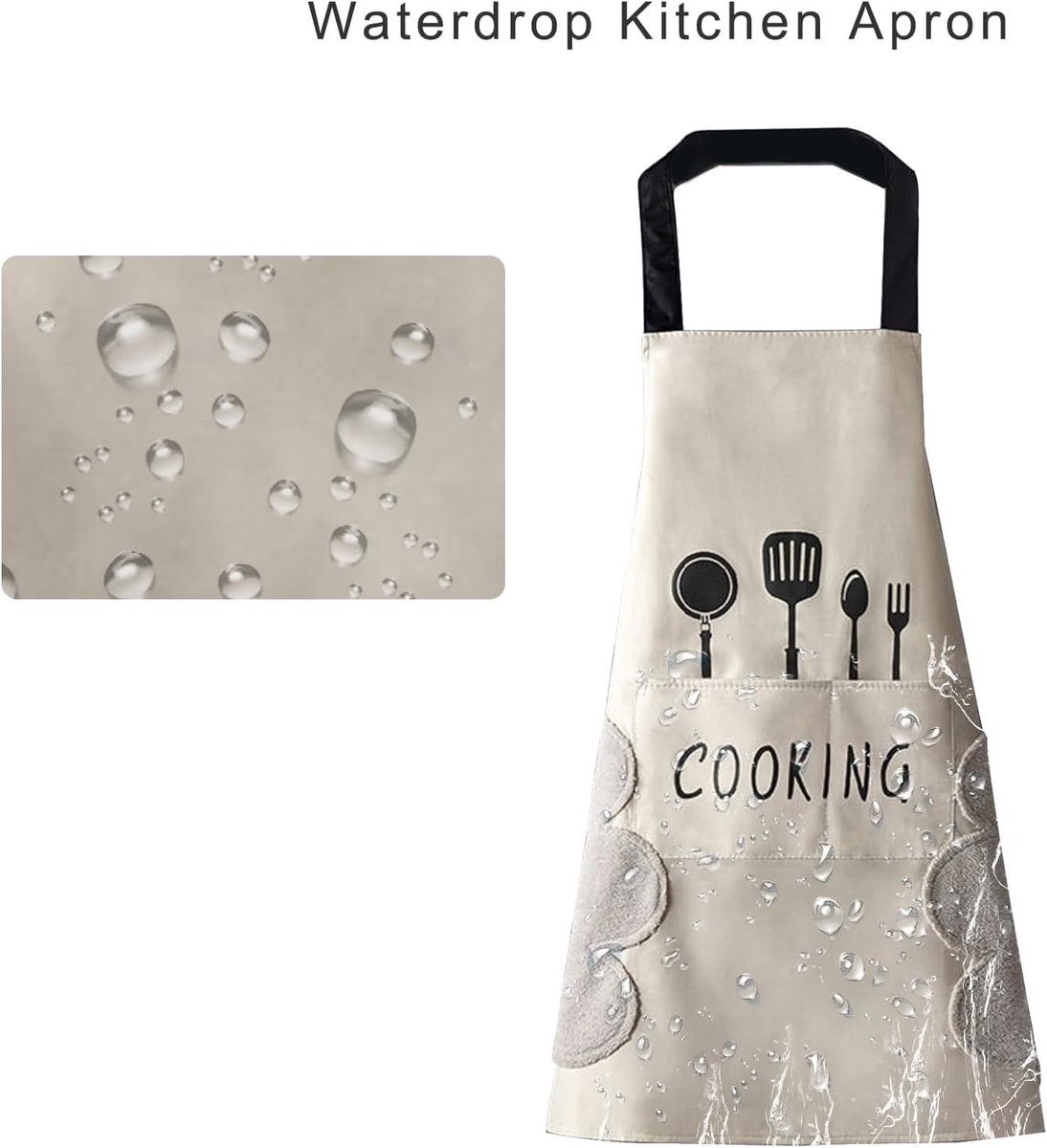 Unisex verstelbaar schort met zakken, kookschort voor in de keuken, chef-kokschort, dames- en herenschort voor thuiskeuken, restaurant,咖啡huis, wit