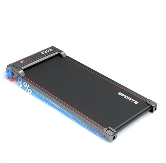 Loopband voor thuis en op kantoor - met 8% helling - Walking Pad - treadmill - 2 in 1 - 2,5 PK motor - 1.0-6.0km/u snelheidsbereik - met afstandsbediening, LED display.