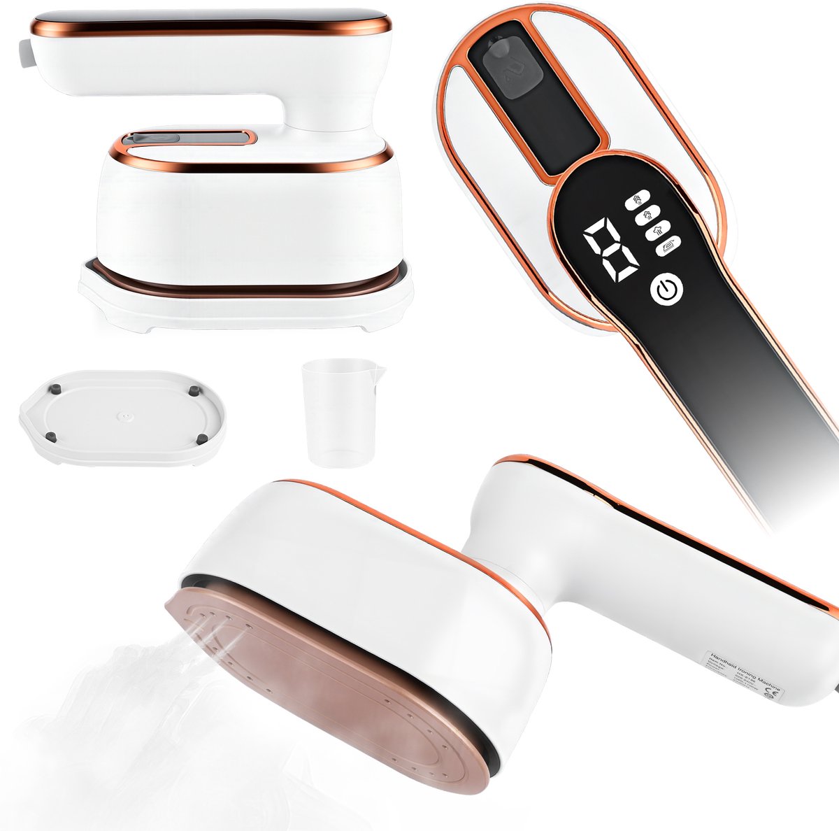 Dreamhigh® Mini Strijkijzer - Reisstrijkijzer - Inklapbaar - 1190W Draagbare Strijkmachines - Nieuw 100 ML Groot Waterreservoir - Sprayfunctie - LED Display en 4 Stoomniveaus - 15 Seconden Snel Opwarmen - Reisstrijkijzer Klein