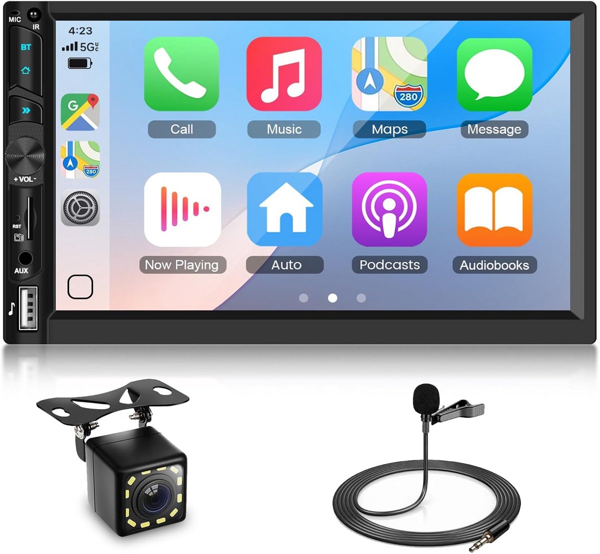 7 Inch Draadloze Autoradio met CarPlay en Android Auto, 2 DIN Touchscreen Radio met Bluetooth en Achteruitrijcamera