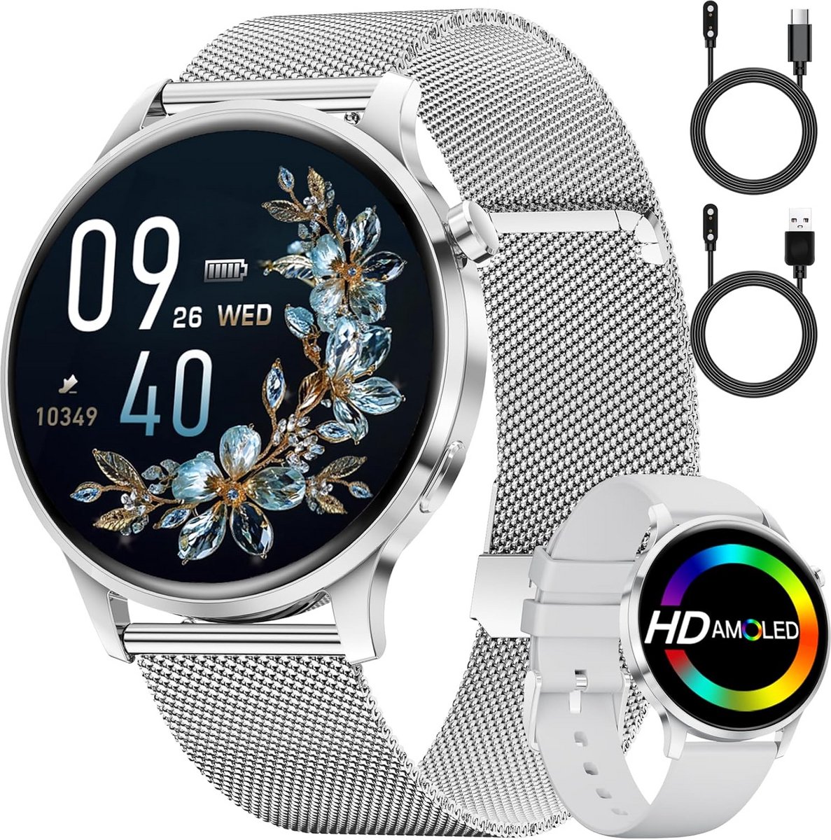 Dames Smartwatch met Telefoonfunctie Dunne AMOLED Display en Gezondheidsmonitoring