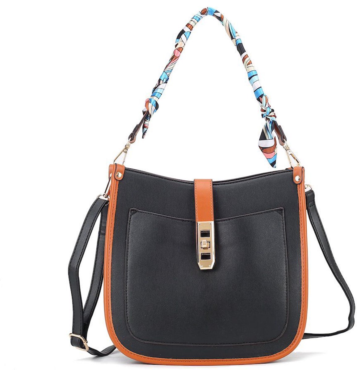 Gussaci - Handtas - Schoudertas & Crossbody Tas Dames – PU Leer – Zwart – Verstelbare Schouderriem – 27 x 25 x 8 cm