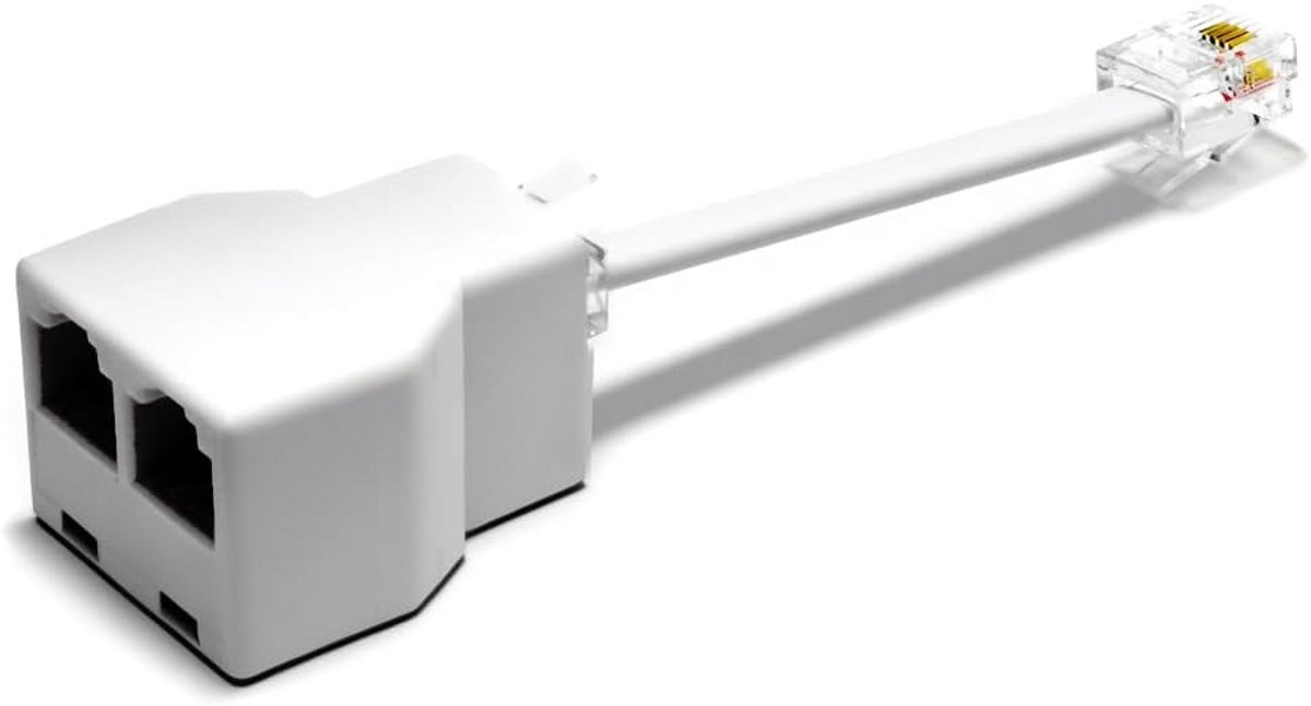 RJ11 6P4C Telefoonsplitter 1 naar 2 Weg Witte Aansluiting
