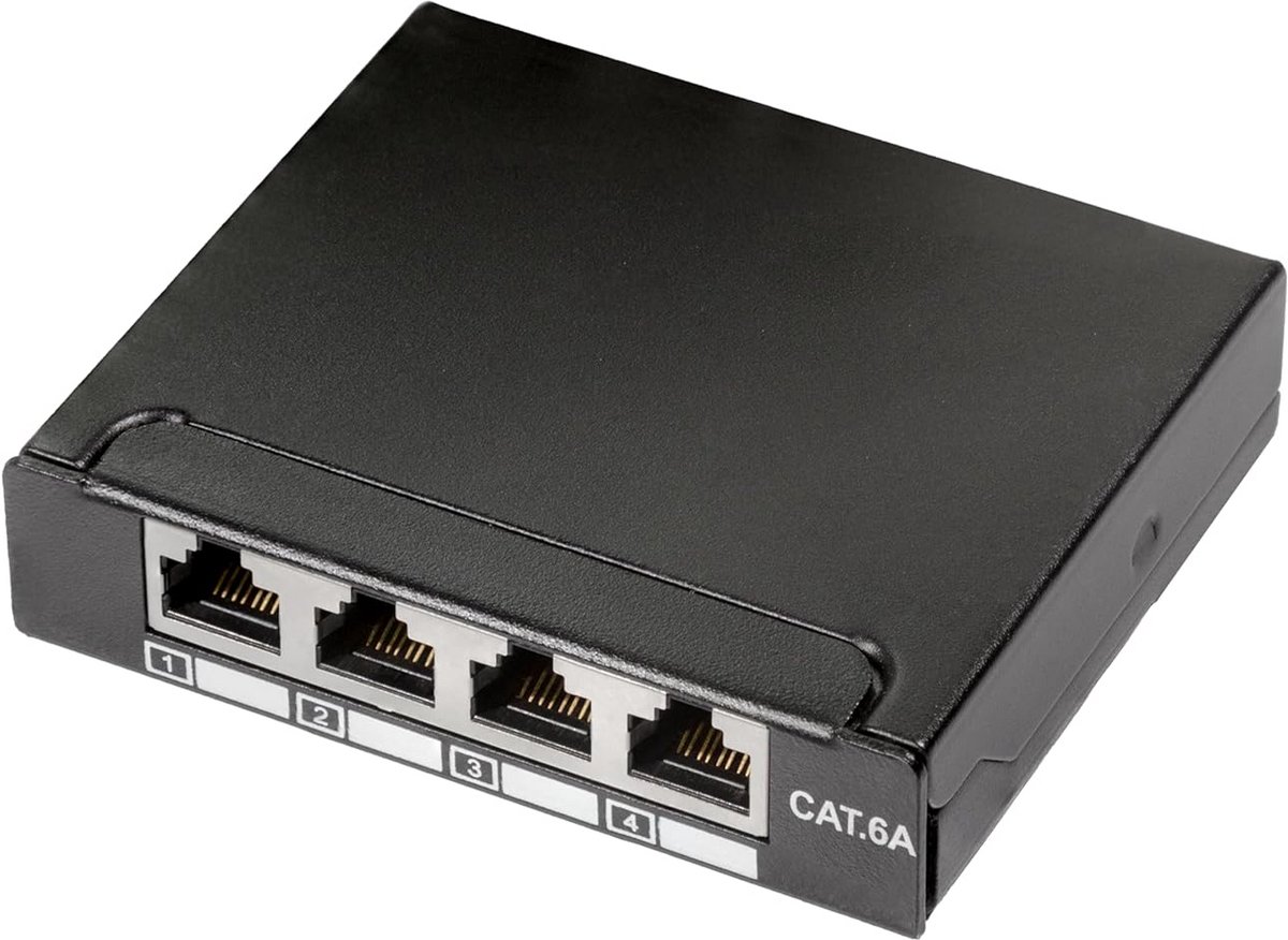 4-Poorts CAT6a Mini Patchpaneel met Metalen Behuizing voor Netwerkinstallaties