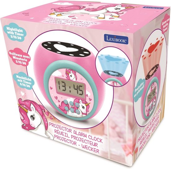 Projectie Wekker met Nachtlamp Functie en Snooze - Roze Eenhoorn Kinderwekker met LCD Scherm — afbeelding 3