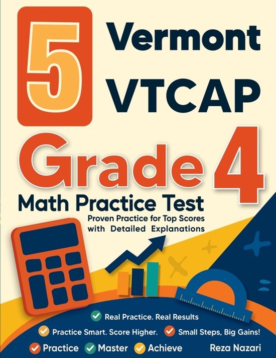 5 Vermont VTCAP Grade 4 Math Practice Tests - cover