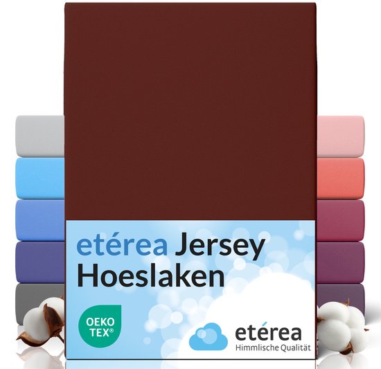 etérea Hoeslaken Jersey 180x200 - 200x200 cm Oekotex Made in Green - 100% coton - Bordeaux