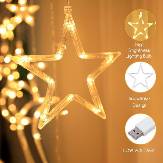 Lichtsnoer Voor Buiten - 3,5 Meter - Afstandsbediening - Met sterren en maan - Camping Decoratieve Lichtsnoer - Camping Lichtsnoer - Lichtslinger - Sfeerverlichting Buiten en Binnen - Prikkabel - Tuinverlichting - Lampjes Slinger - USB/batterijen — afbeelding 3