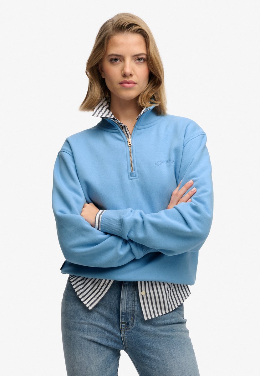 Superdry Essentieel Logo Half Zip Up Trui Heren Bluebell