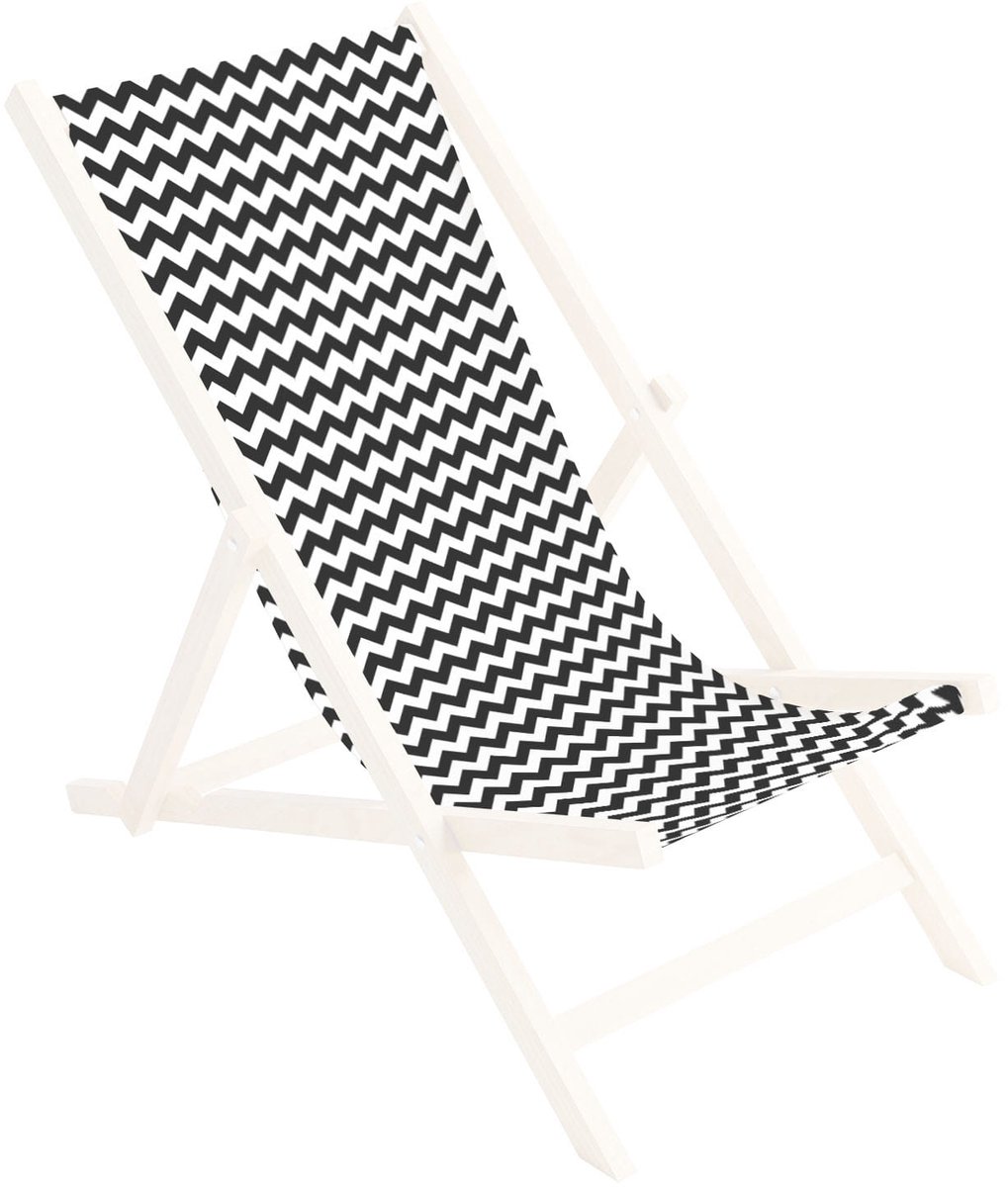 Ferocity Vervangbare stoffen hoes voor ligstoel - voor een houten opklapbare ligstoel - Zonder houten stokken - 110 x 45 cm - Polyester - Zig-Zag