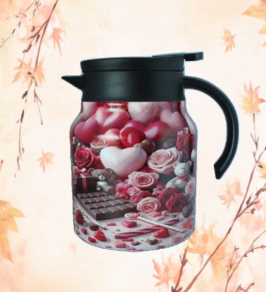 Theepot - thermos - theepot met filter - thermoskan - koffie - theekan - hartjes