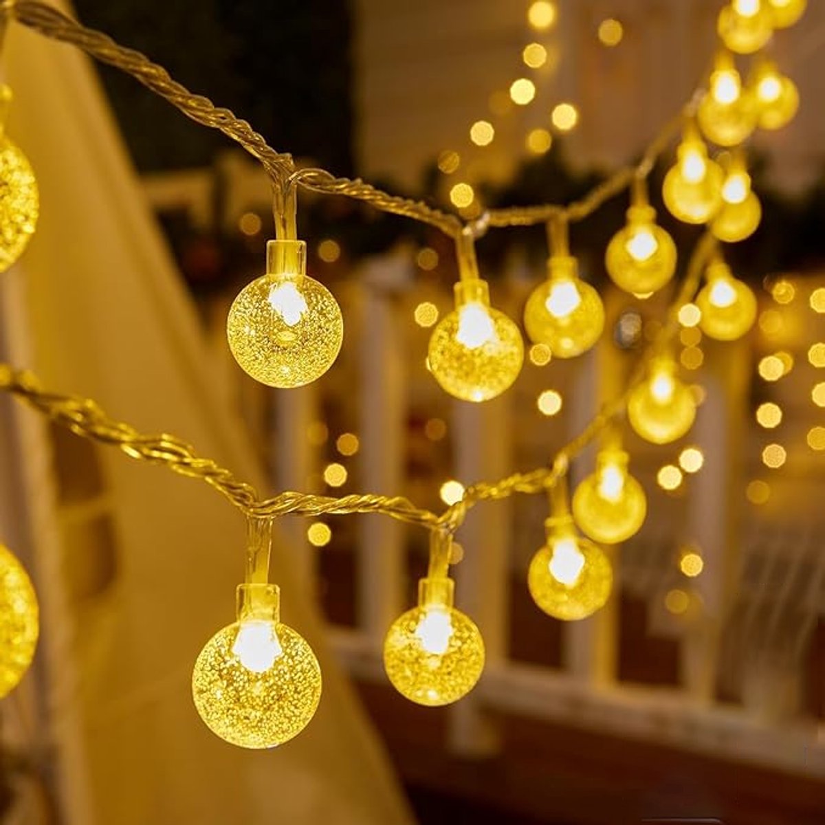 Foryouliving Lichtsnoer 10 Meter voor buiten - 50 Filament LED Bollen - Koppelbaar Lichtslinger met 8 Functies - Tuinverlichting & Sfeerverlichting - Feestverlichting