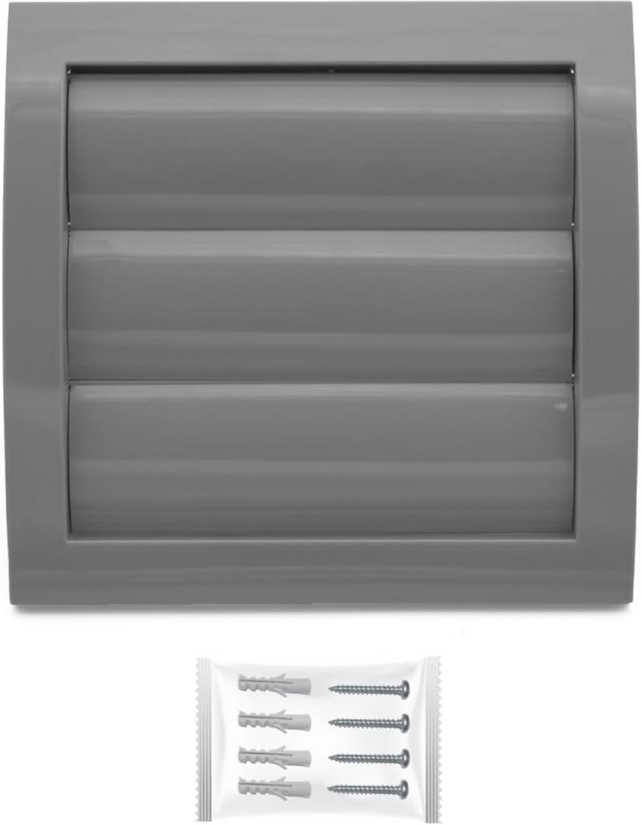 Ventilatierooster 100 mm Rond met Bewegende Lamellen en Insectenbescherming Grijs