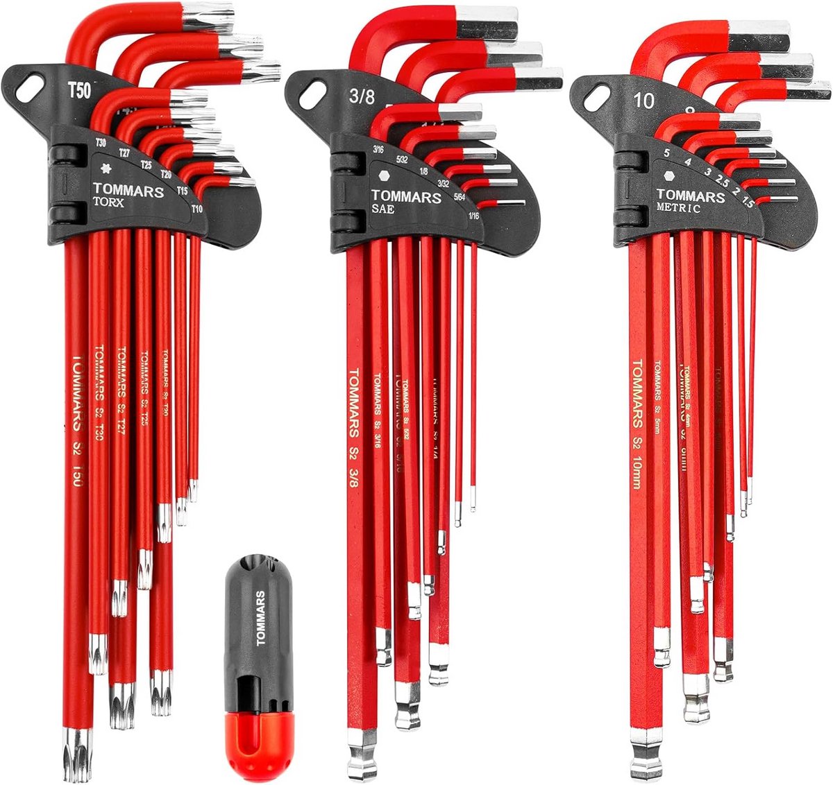 Complete Inbussleutelset met T-Handvat - Zeskant, Torx & Metrische/SAE Maten - Magnetisch Kogeluiteinde