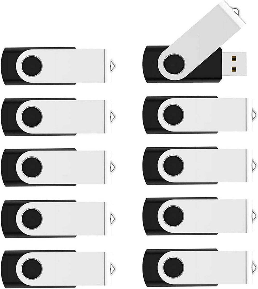 50x USB-stick 4GB – Geheugenstick Draaibaar – Swivel USB-flashdrive, Zwart