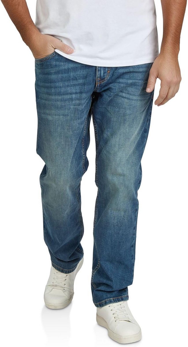 Stretch Straight Fit Heren Jeans Katoen met Normale Taille in Blauw en Zwart