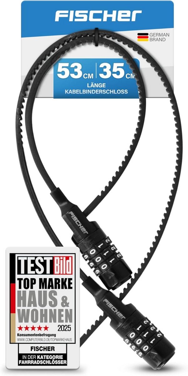 Set van 2 Kabel Fietssloten met Cijferslot voor Fiets en Ski's