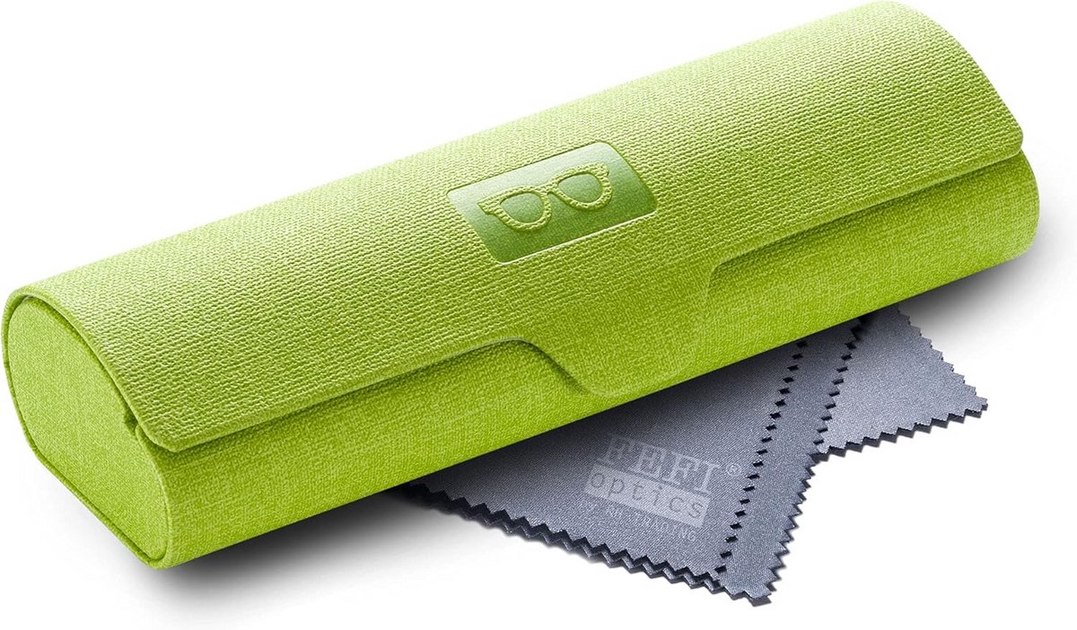 Stevige hardcase brillenkoker met linnen look en poetsdoek