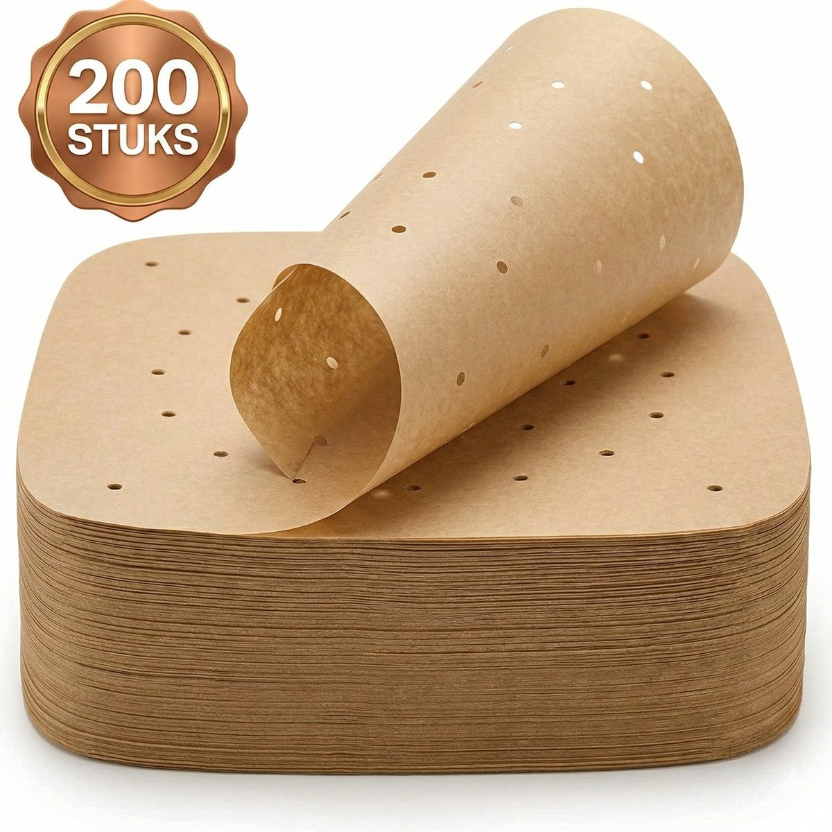 Consumerce® Airfryer Bakpapier XXL (23cm) - 200 Vellen - Air Fryer Accessoires - Siliconen Bakje Vierkant - Wegwerpbakjes Rechthoek - Heteluchtfriteuse - Friteuse