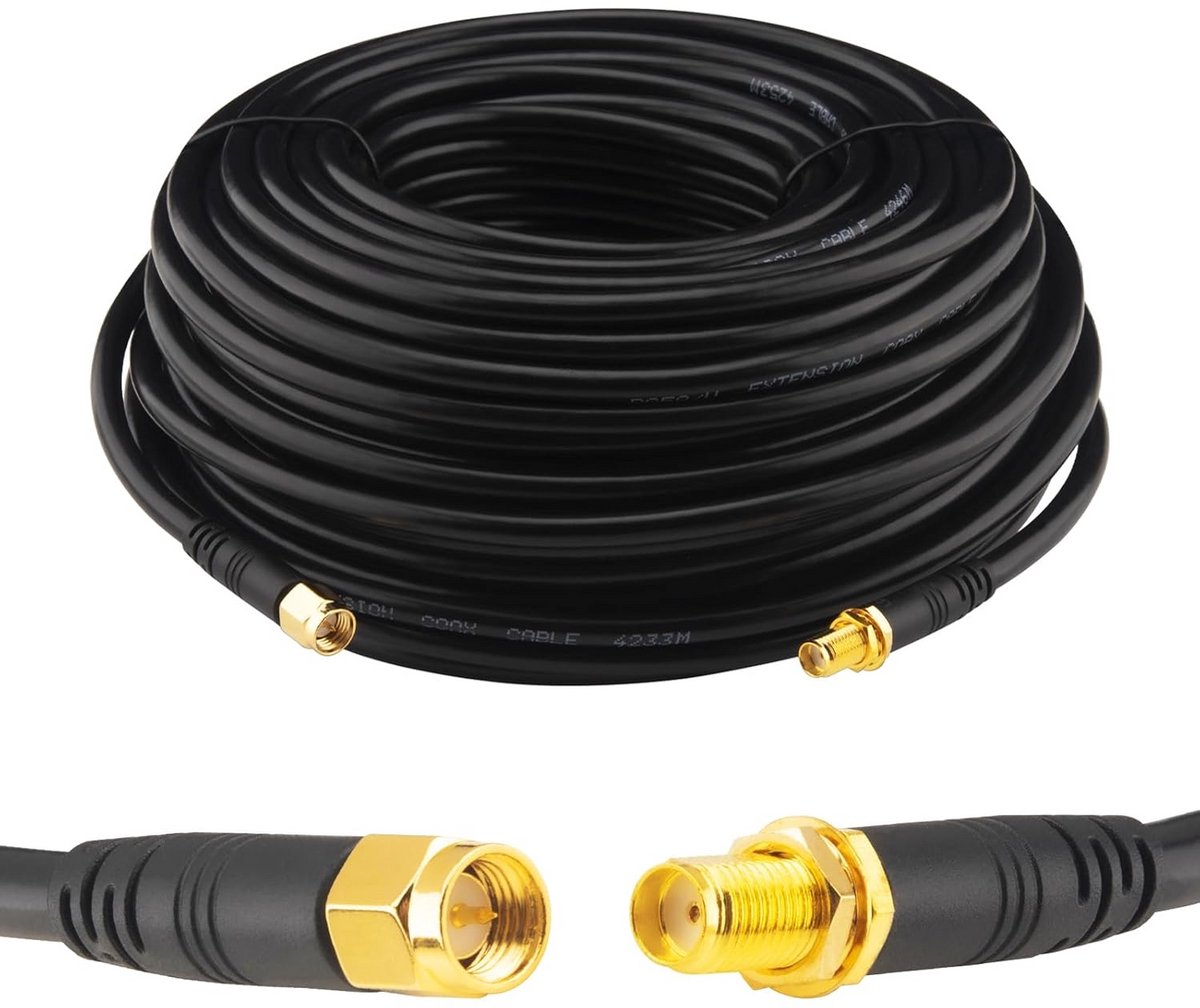 RG58 SMA Verlengkabel 30 Meter - SMA Mannelijk naar Vrouwelijk 50 Ohm Coaxkabel voor WiFi, GPS en 4G/LTE Antenne