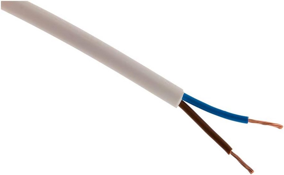 Elektrische Voedingskabel H05VV-F 2x1mm² - 5 Meter - Wit - Flexibel Snoer voor Huishoudelijke Apparaten