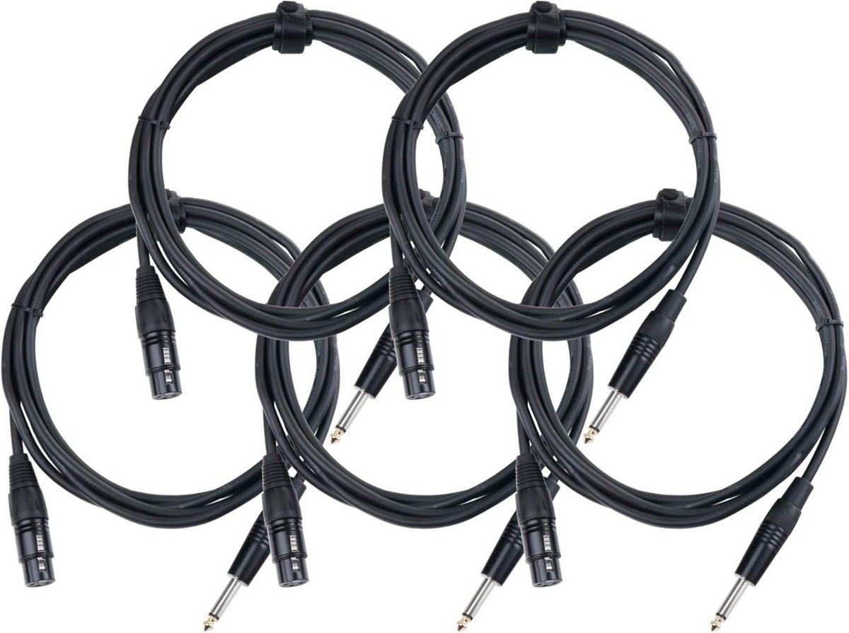 5-delige set XLR naar Jack kabel - Professionele microfoonkabel 2,5 meter