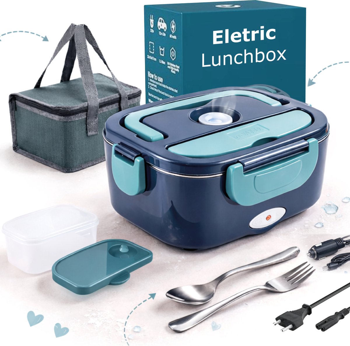 AirLux Elektrische Lunchbox met Compartimenten voor Warme Maaltijden - Elektrische Lunchbox - Lunchbox - Verbeterd Model - 220V - 12V - Lunchtrommel