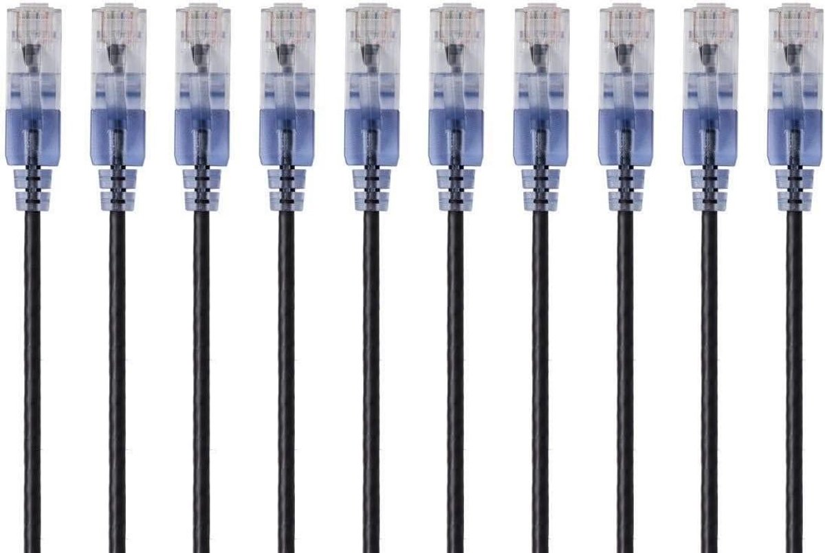 Cat6A Ethernet Netwerkkabel Patchkabel Zwart 7ft - 10Gbps - UTP Koper - 550MHz - 10 Stuks