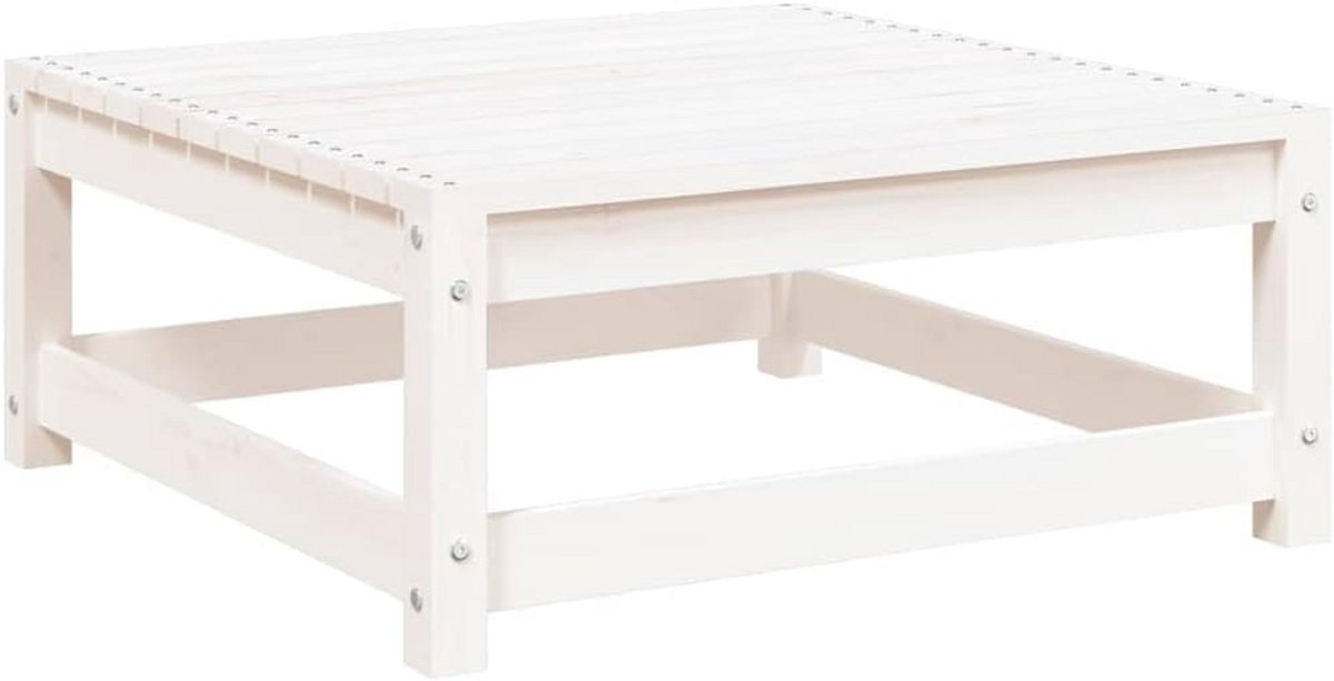 Houten tuinvoetenbank 70x70x30 cm massief grenenhout wit
