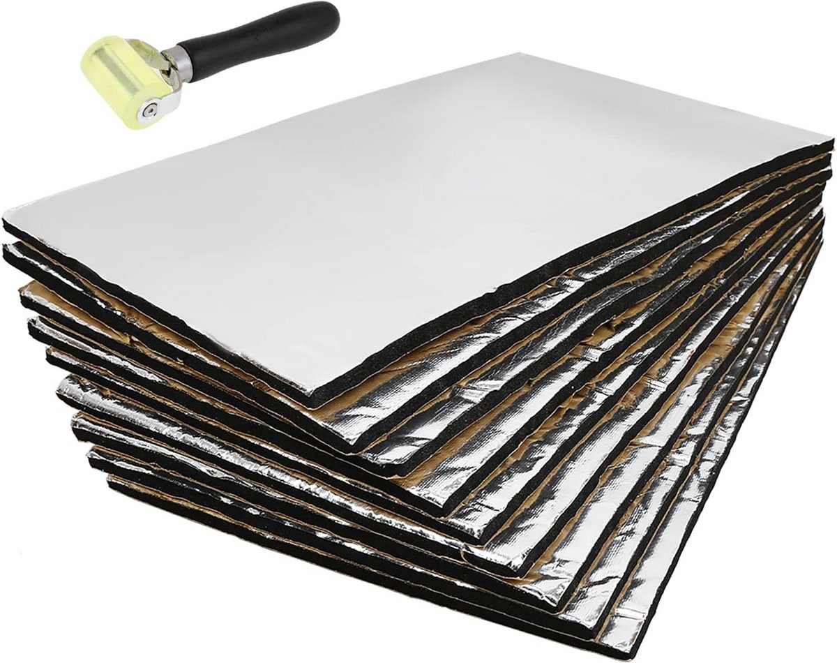 Professionele Warmte- en Geluidsisolatie Matten (10mm) voor Auto, Motorhome met Rol, 9 Stuks