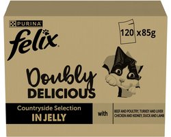 Felix Dubbel Zo Lekker in Gelei - Kattenvoer Natvoer - Countryside Selectie - 120 x 85 g