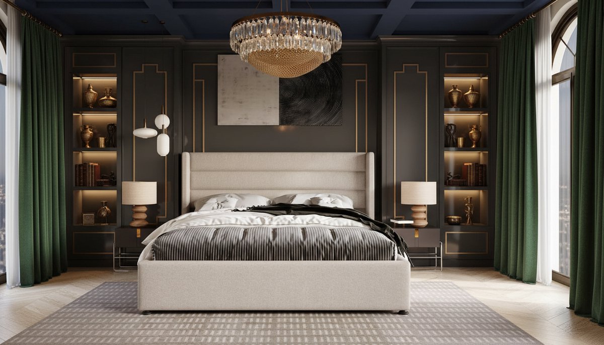 Hydraulisch Opbergbed 140x200 cm Casa Velluto – Modern Linnen Tweepersoonsbed met Gevoerd Hoofdeinde, Houten Lattenbodem en Sterk Metalen Frame – Beige Slaapkamermeubel