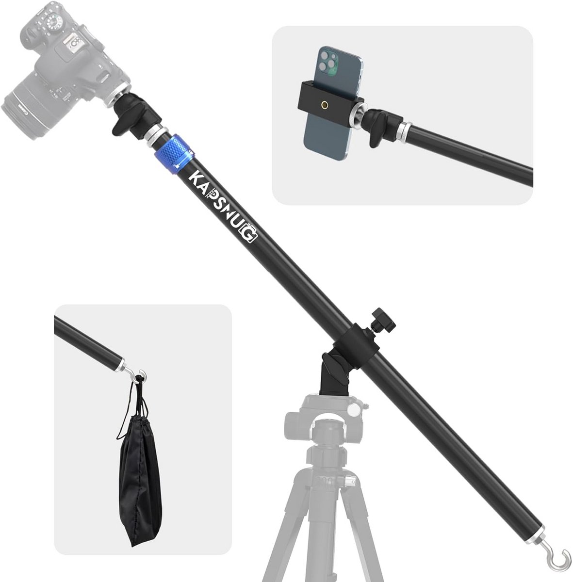 Overhead Camera Statief Verlengarm met 360° Kogelkop - Inschuifbare Middenkolom