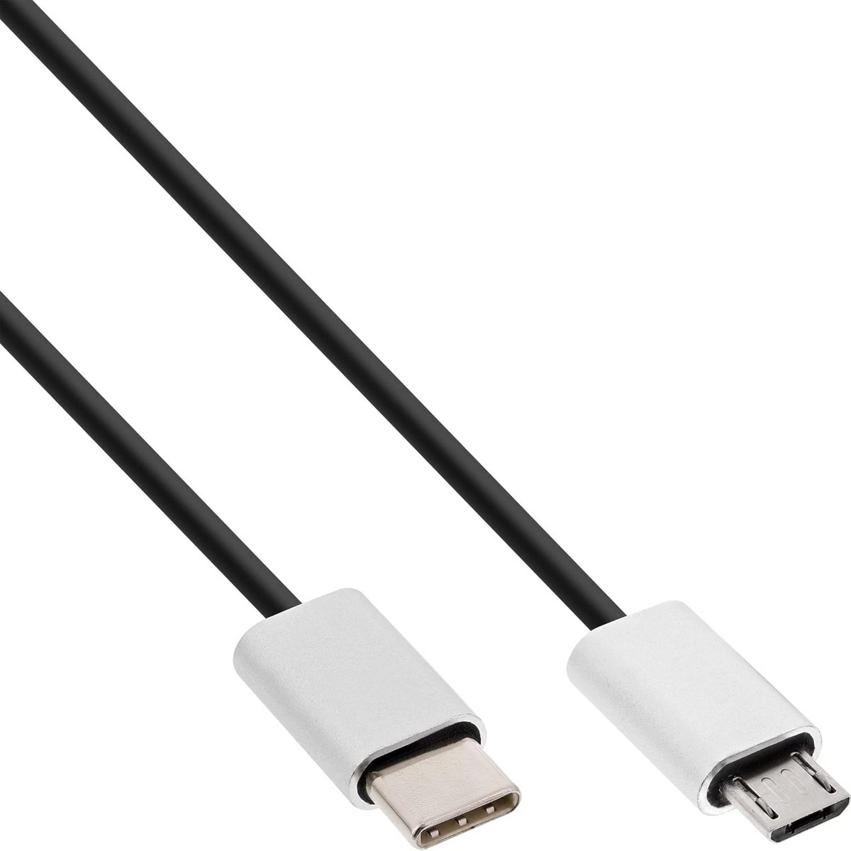 USB-C naar Micro USB Kabel - 0,5 Meter - Zwart Aluminium Flexibel