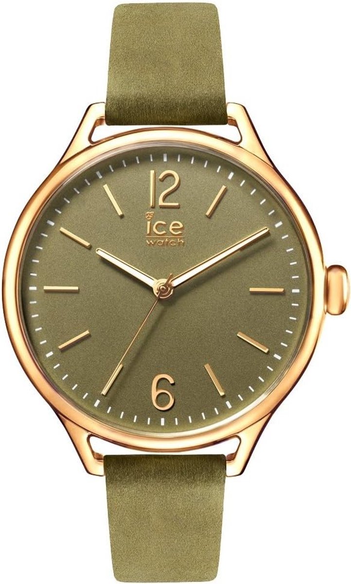 Stijlvol Dameshorloge met Khaki Groene Leren Band