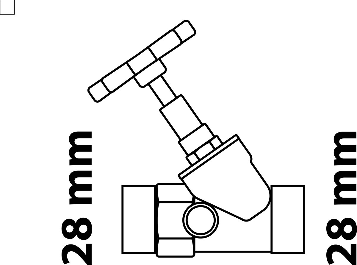 KIRCHHOFF stopkraaan schuin, 28 mm, zonder aftap
