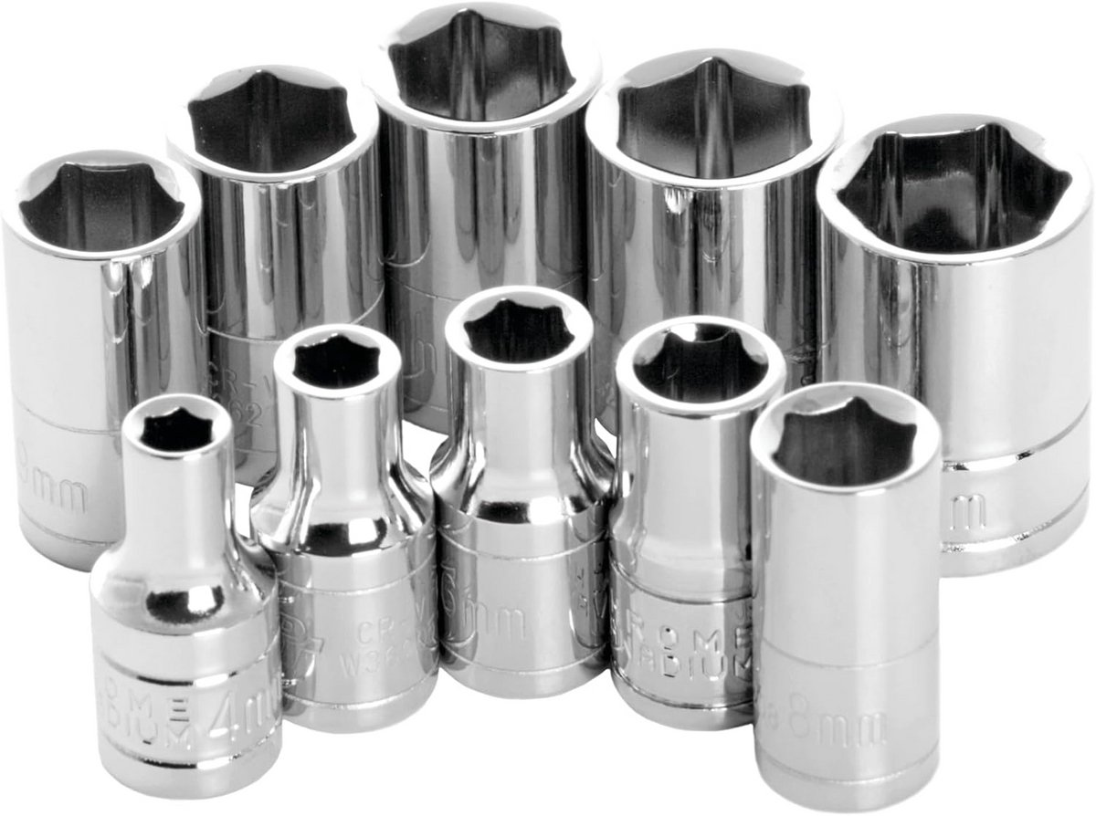 Metrische Dopsleutelset 1/4 Inch Aandrijving 6-Punts (10-Delig)