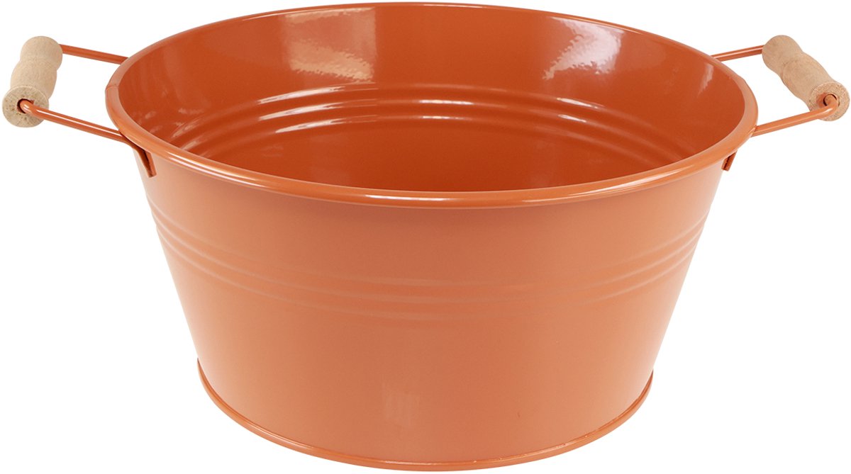 Decoratieve schaal met handvatten, metaal, oranje-bruin, Ø29 cm, H14,5