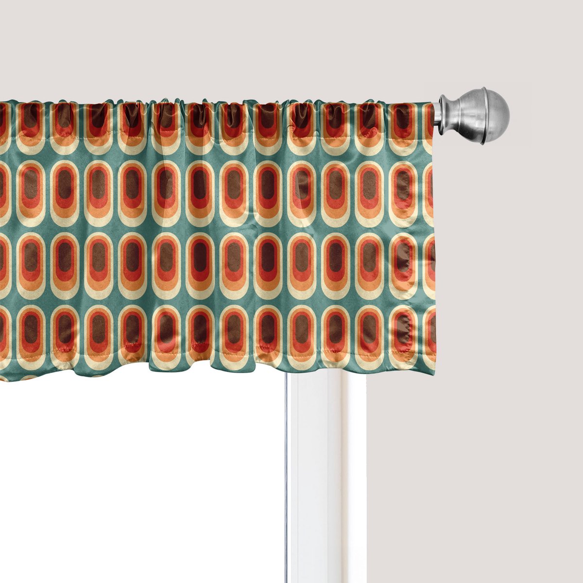 ABAKUHAUS Retro Raamvalletje, Gordijnvalletje voor Keuken en Slaapkamer met Tunnelzoom, 137 cm x 45 cm, Multicolor