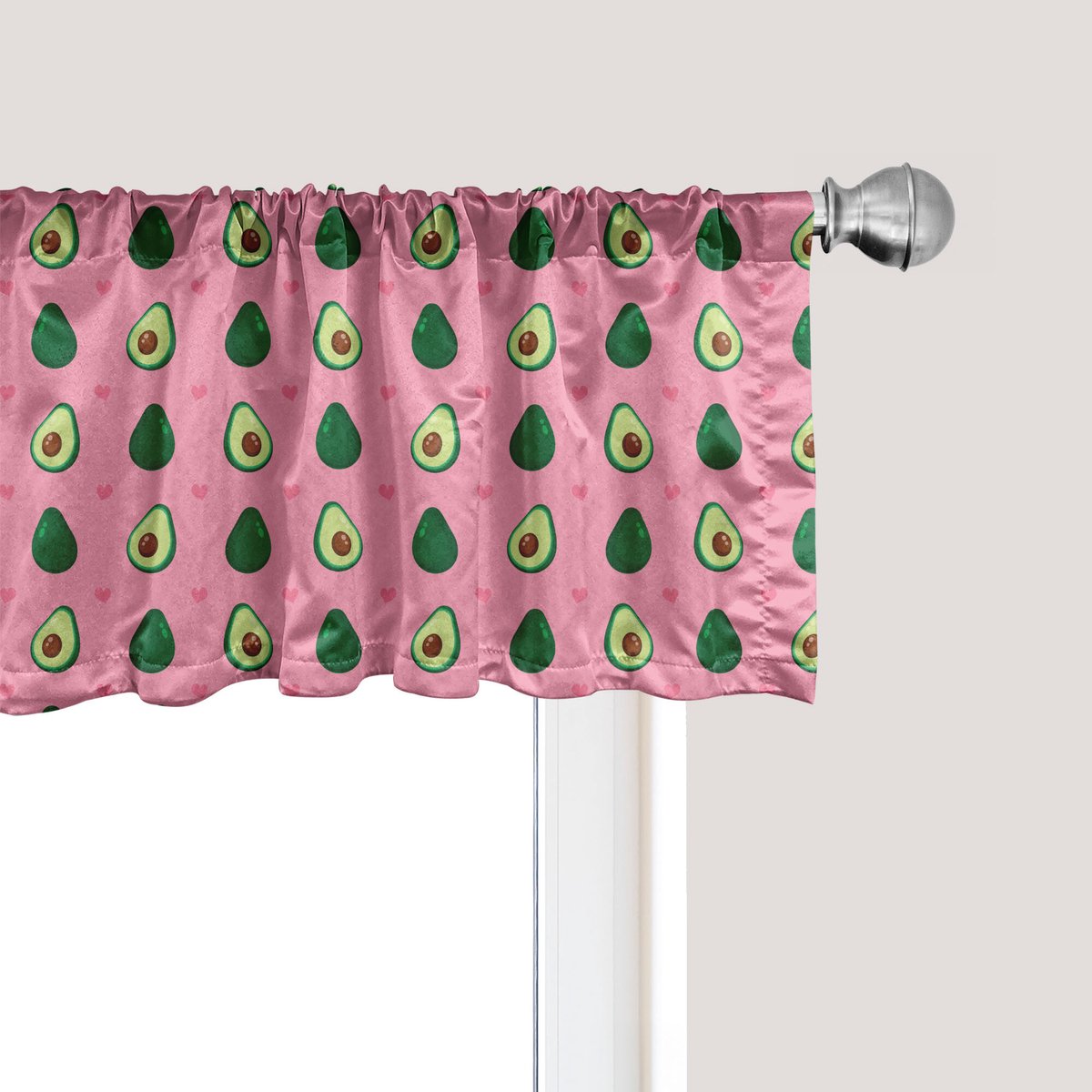 ABAKUHAUS Avocado Raamvalletje, Gordijnvalletje voor Keuken en Slaapkamer met Tunnelzoom, 137 cm x 30 cm, Pastelroze en Smaragdgroen