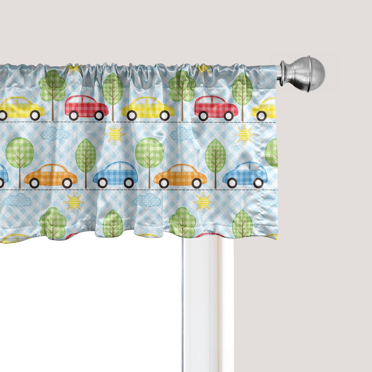 ABAKUHAUS Baby raamvalletje, gordijnvalletje voor keuken en slaapkamer met tunnelzoom, 137 cm x 30 cm, meerkleurig