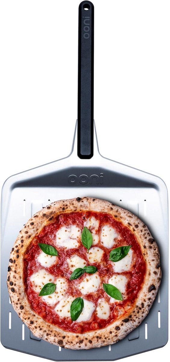 Perforerde Aluminium Pizza Opschepmes Geschikt voor Grote Pizza's (35.6 cm)