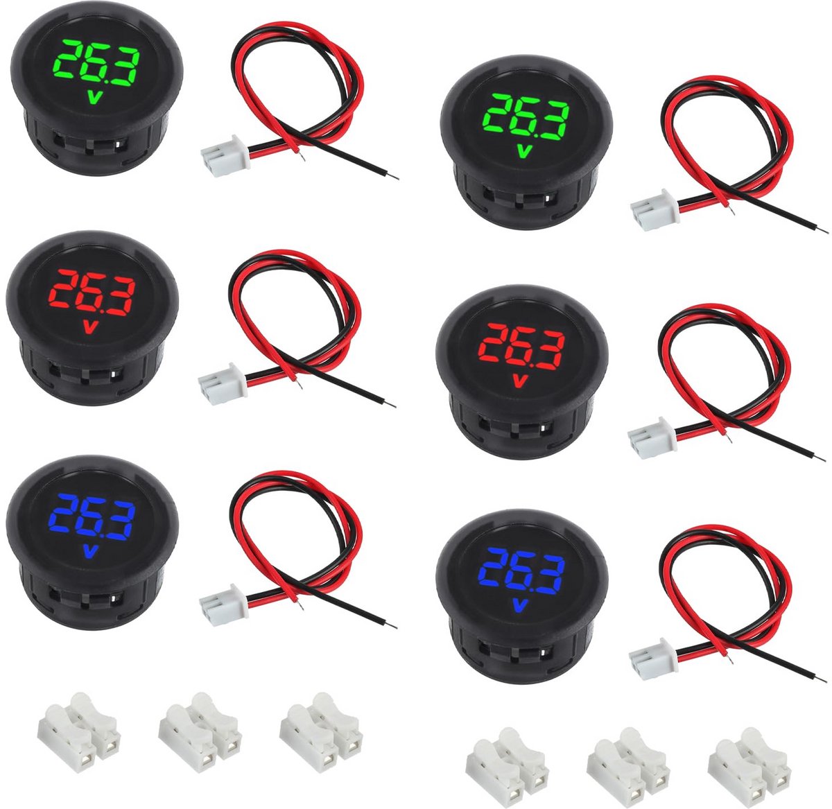 6x Digitale Voltmeter DC 4-100V met LED Display voor Auto Motorfiets Boot